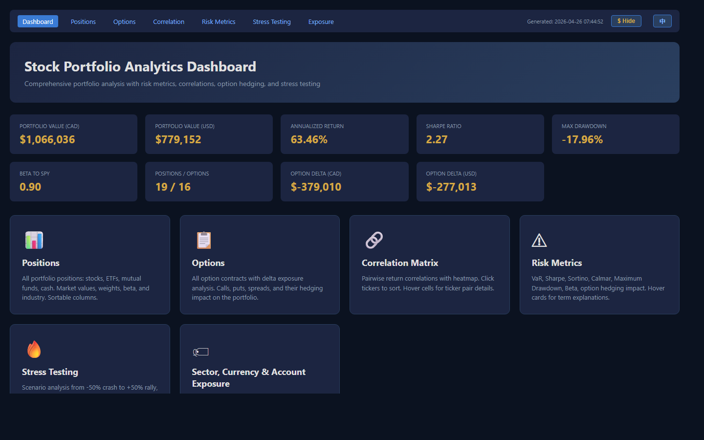 Portfolio dashboard screenshot